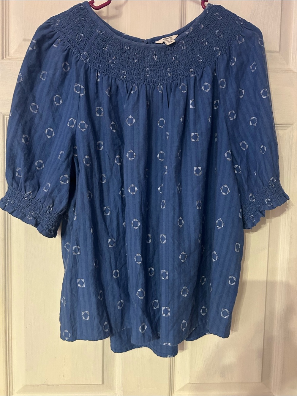 Sonoma Indigo Smocked-Neck Peasant Blouse